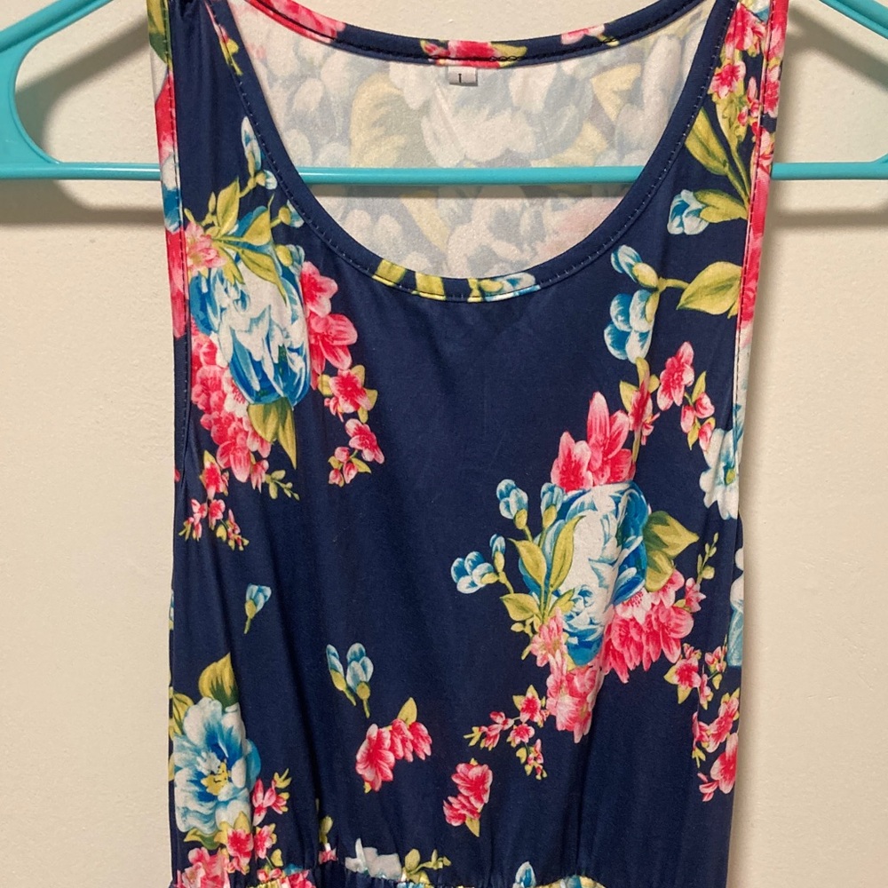 4/$10 Floral Sleeveless Navy Maxi dress